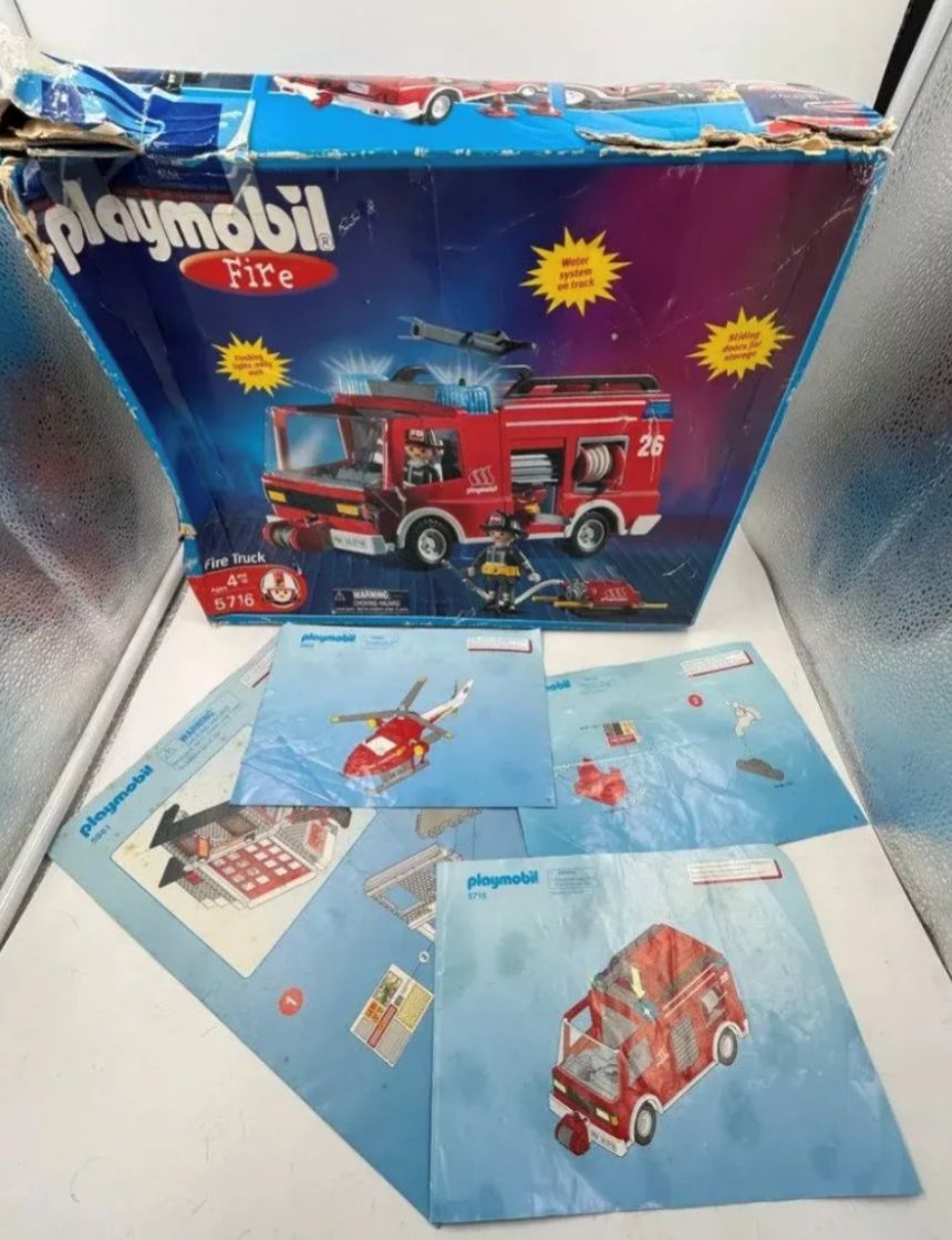 Set De Playmobil Bomberos Camión Helicoptero Edificio