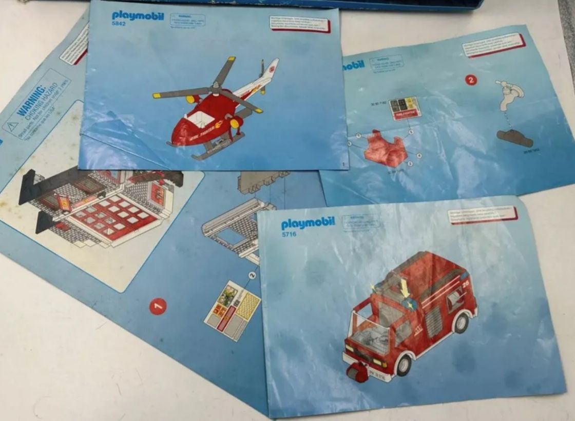 Set De Playmobil Bomberos Camión Helicoptero Edificio